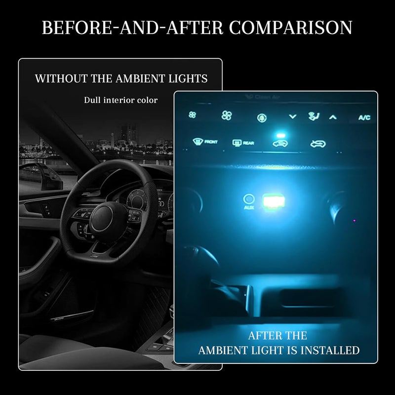 Hbxdeco 4 PCS USB LED Car Interior Atmosphere Lamp, Portable Mini Auto LED Decor Night Light, Plug-in USB Interface Ambient Lighting Kit, Universal Car Interior Accessories(Ice Blue) - Image 4